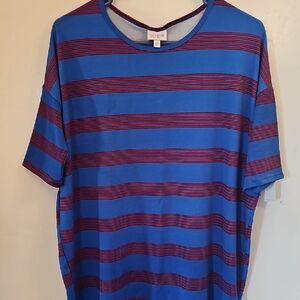 LuLaRoe Blue and Red Short Sleeve Tee